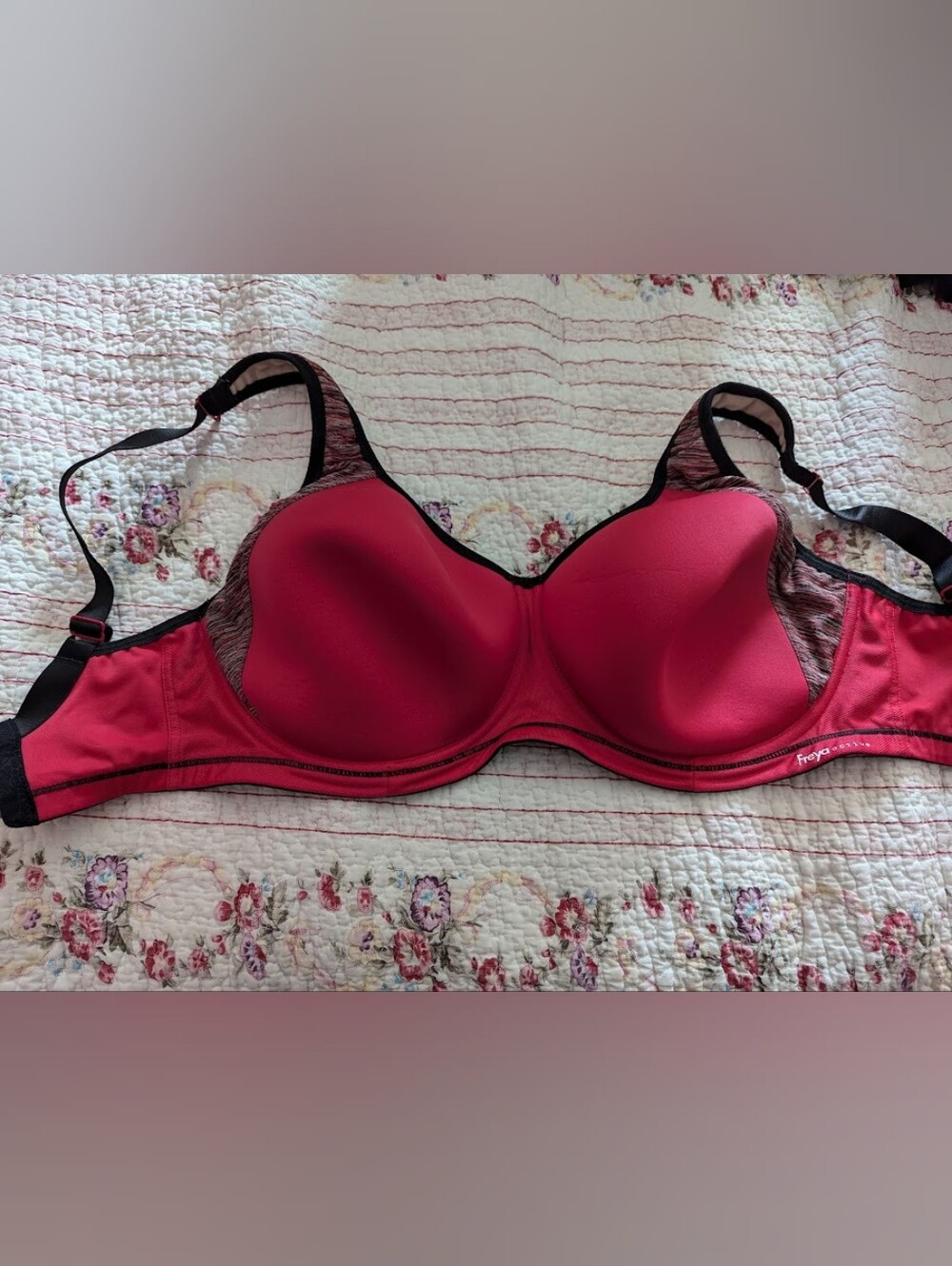 34K Freya Red and Black Sports Bra